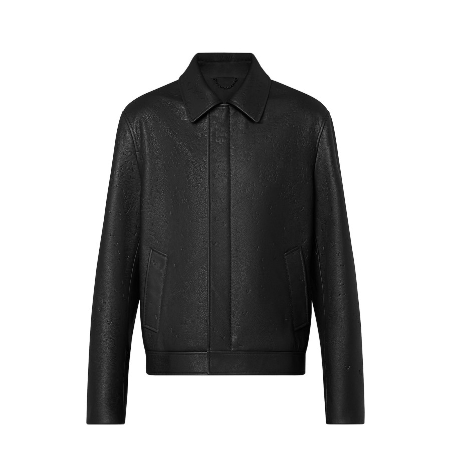 Men Louis Vuitton Coats And Outerwear | Damier Spread Leather Blouson