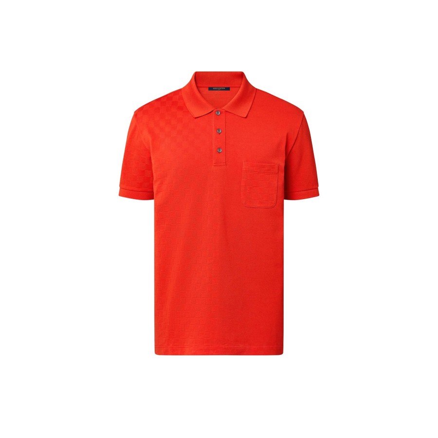 Men Louis Vuitton T-Shirts And Polos | Cotton Half Damier Pocket Polo Red