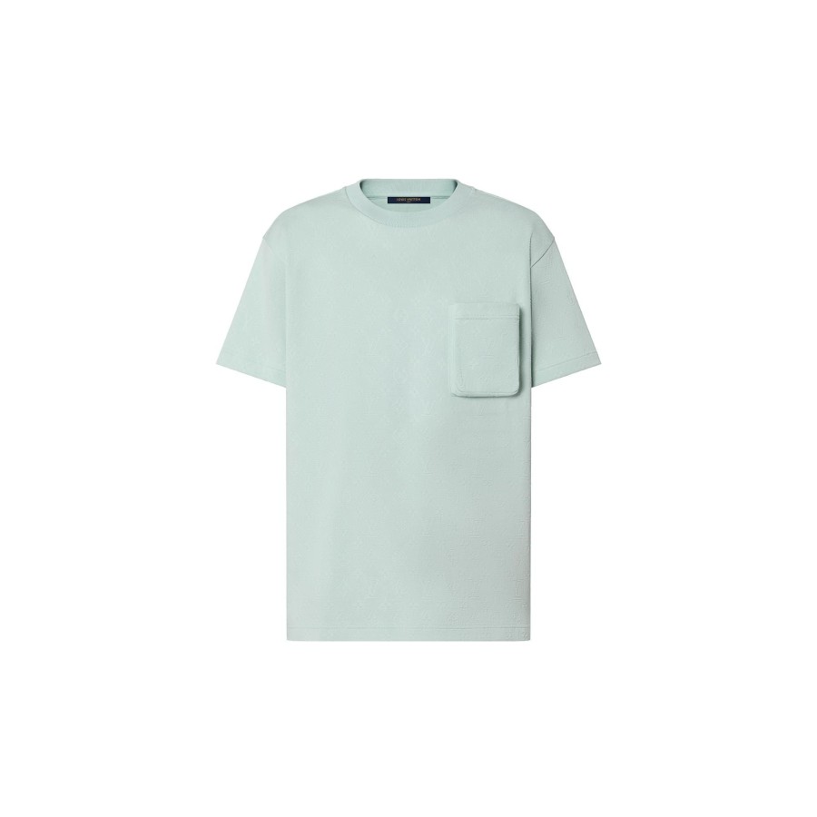 Men Louis Vuitton T-Shirts And Polos | 3D Pocket Monogram Cotton T-Shirt Blue