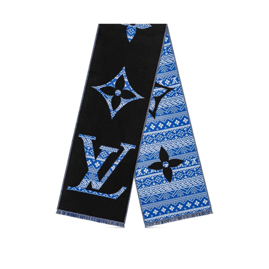 Men Louis Vuitton Scarves | Mng Two-Sided Scarf Blue