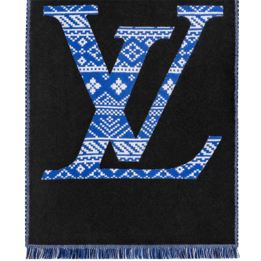 Men Louis Vuitton Scarves | Mng Two-Sided Scarf Blue