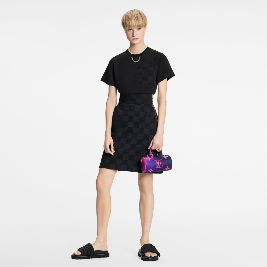 Women Louis Vuitton Denim | Damier Graphite Denim Pencil Skirt