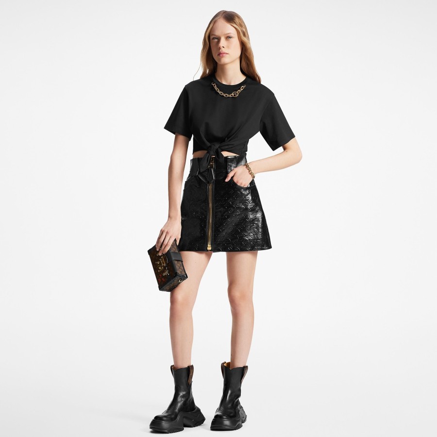 Women Louis Vuitton Tops | Oversized Chain Detail Self-Tie T-Shirt