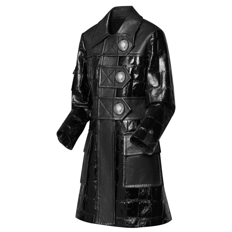 Women Louis Vuitton Coats And Jackets | Mixed Leather Stud Button Coat