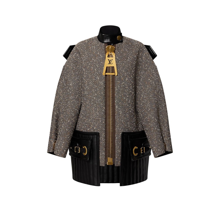 Women Louis Vuitton Coats And Jackets | Xxl Zipper Leather Insert Coat