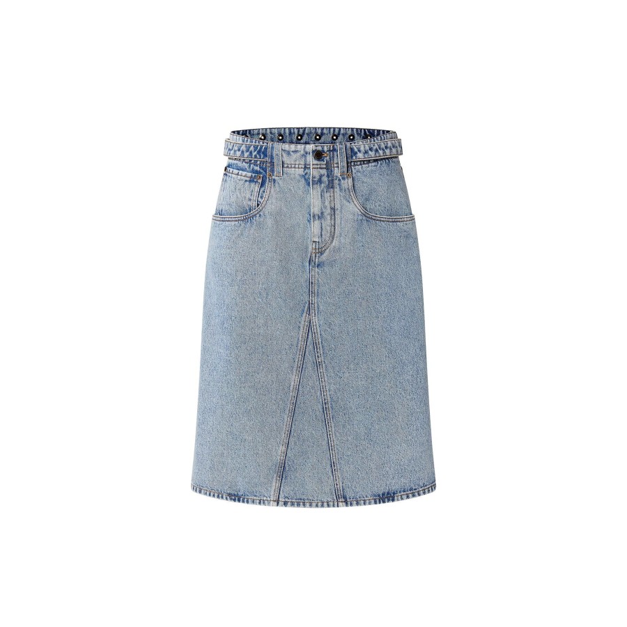 Women Louis Vuitton Denim | Bleached Denim Midi Skirt