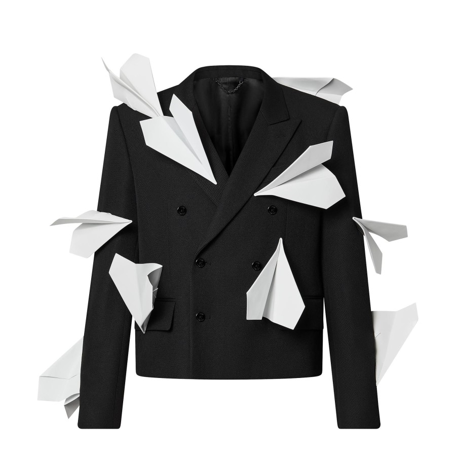 Men Louis Vuitton Blazers And Jackets | Paper Airplanes Cropped Double-Breasted Jacket