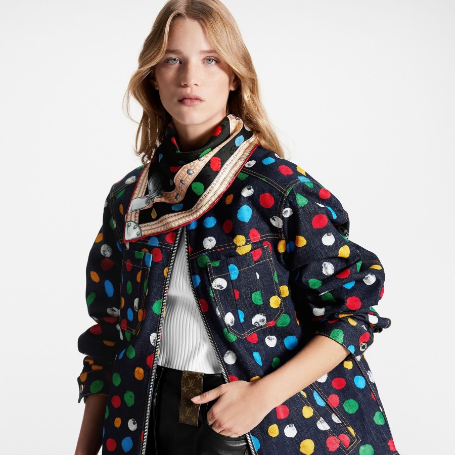 Women Louis Vuitton Silk Squares And Bandeaus | Lv X Yk Painted Dots Monogram Square 90 Black