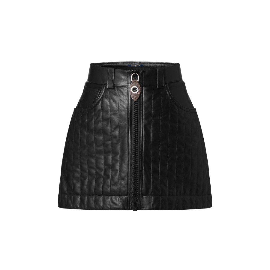 Women Louis Vuitton Skirts And Shorts | Pinstripe Leather Zip-Up Mini Skirt