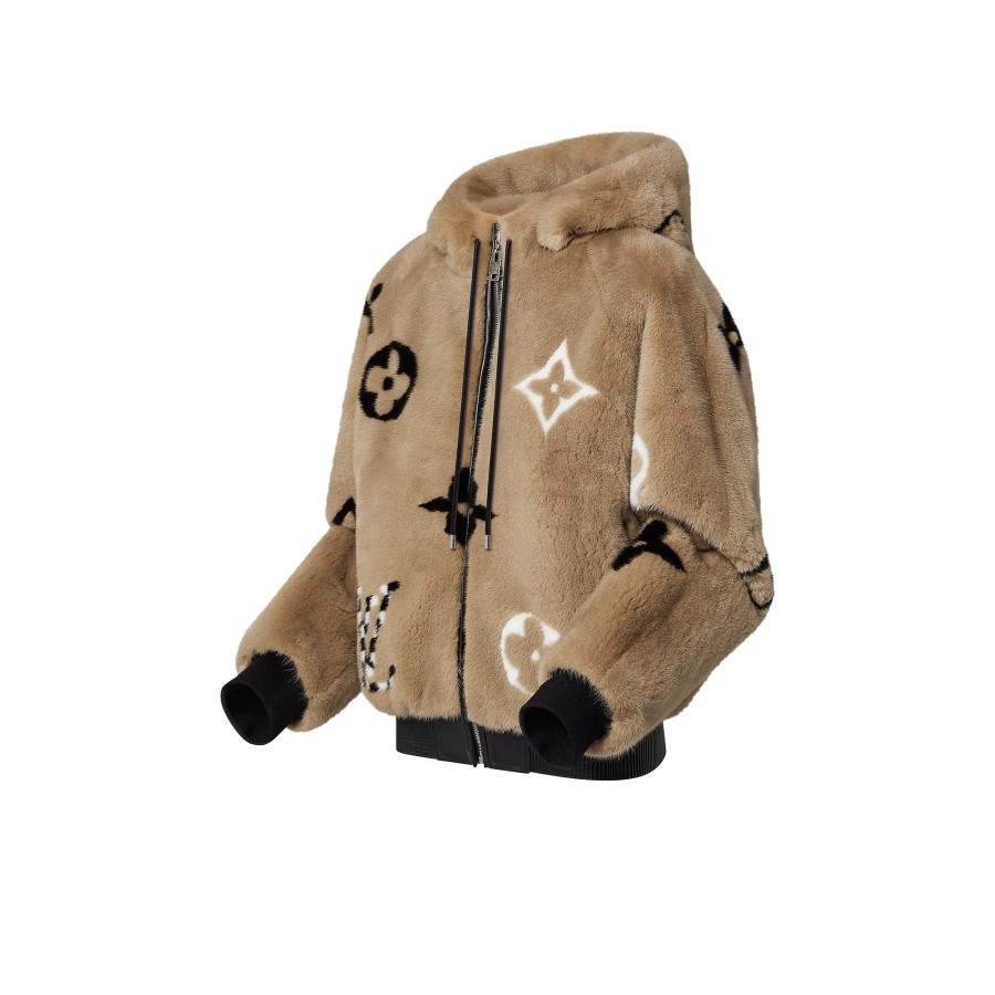 Women Louis Vuitton Coats And Jackets | Monogram Mink Hooded Bomber Jacket