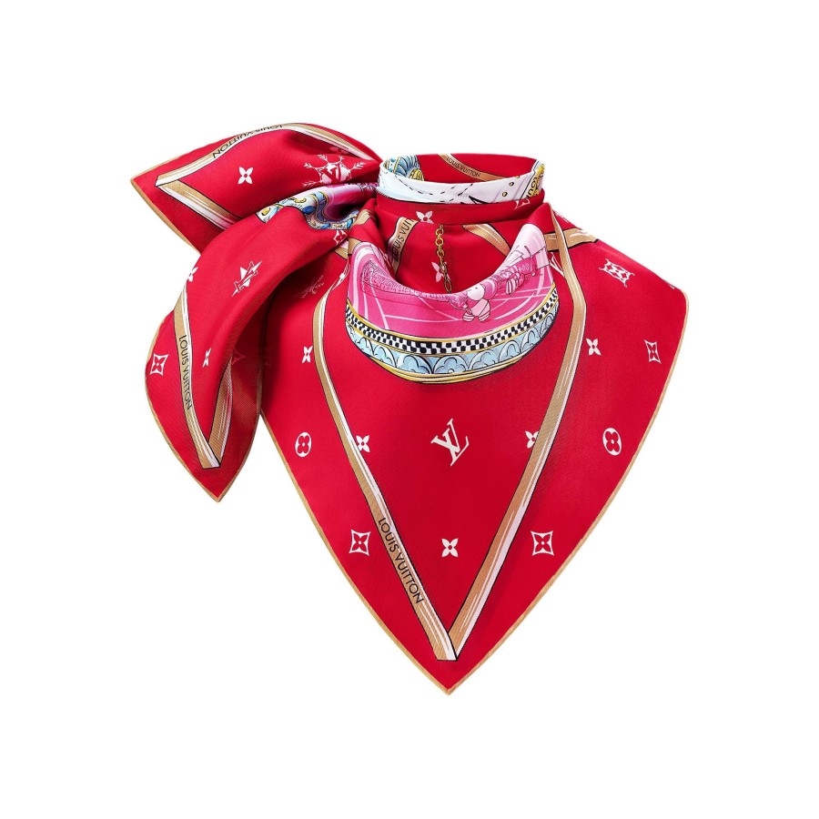 Women Louis Vuitton Silk Squares And Bandeaus | Xmas Vivienne Square 90 Red