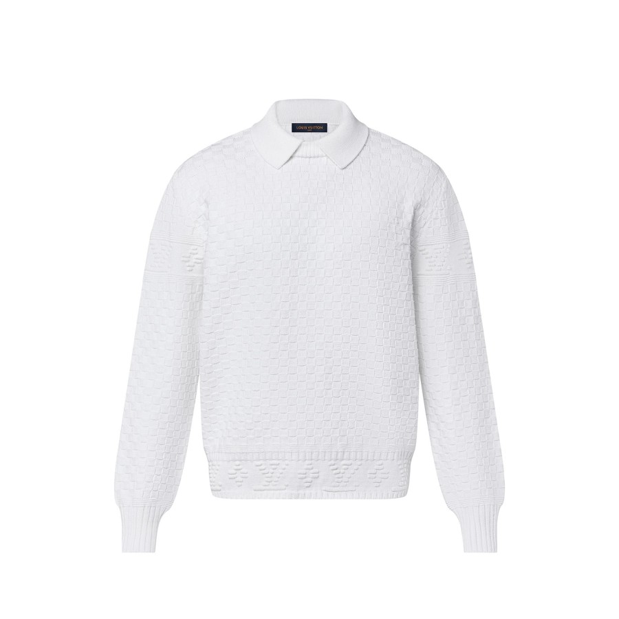 Men Louis Vuitton Knitwear And Sweatshirts | Lv Damier Wool Blend Pullover