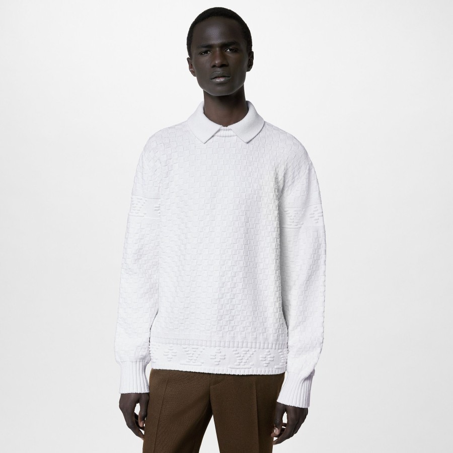 Men Louis Vuitton Knitwear And Sweatshirts | Lv Damier Wool Blend Pullover