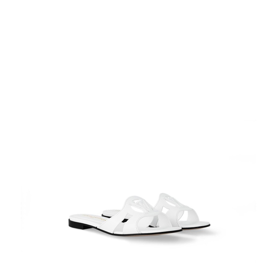 Women Louis Vuitton Mules And Slides | Lv Isola Flat Mule White