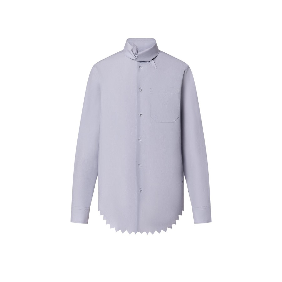 Men Louis Vuitton Shirts | Knotted Collar Long-Sleeved Shirt