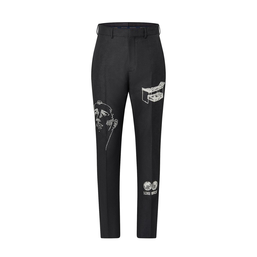 Men Louis Vuitton Pants | Monogram Embroidered Cigarette Pants