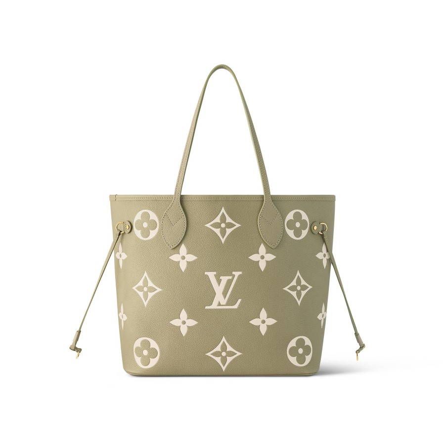 Women Louis Vuitton Leather Bags | Neverfull Mm Khaki Cream