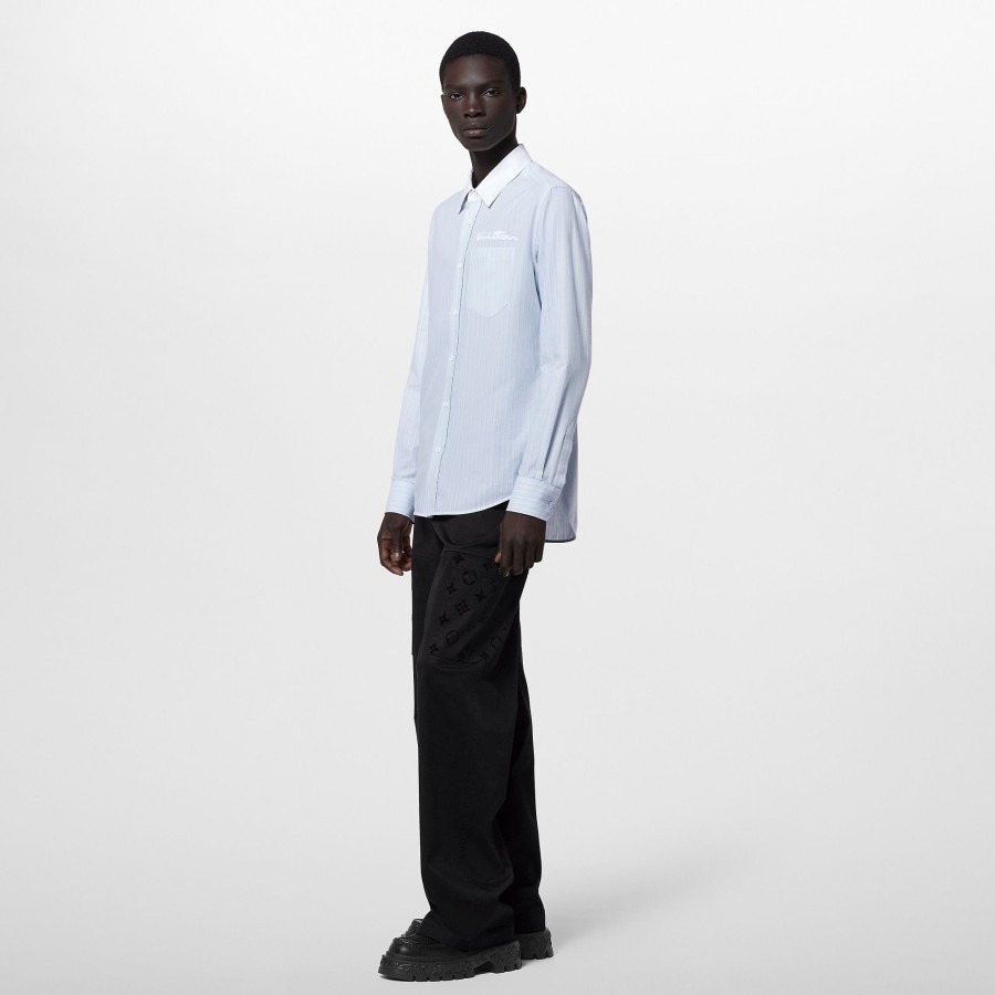 Men Louis Vuitton Shirts | Long-Sleeved Cotton And Cashmere Shirt