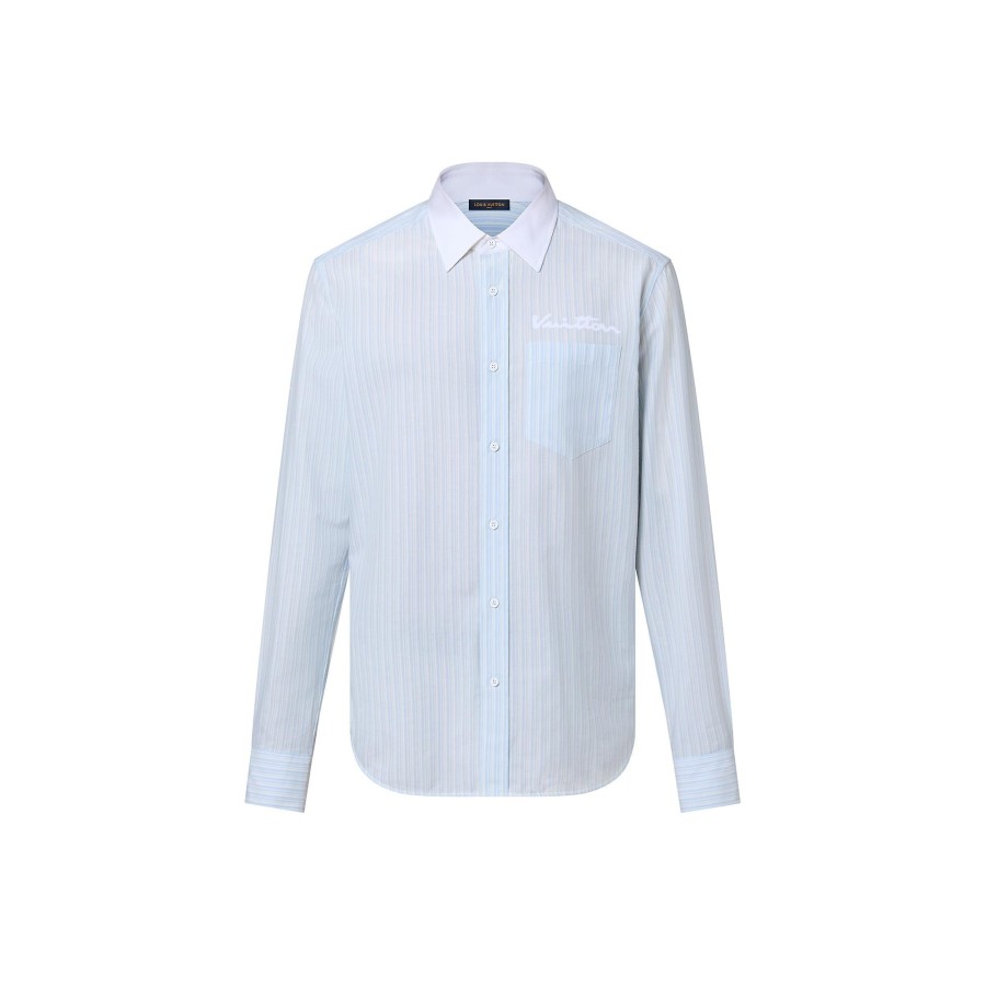 Men Louis Vuitton Shirts | Long-Sleeved Cotton And Cashmere Shirt