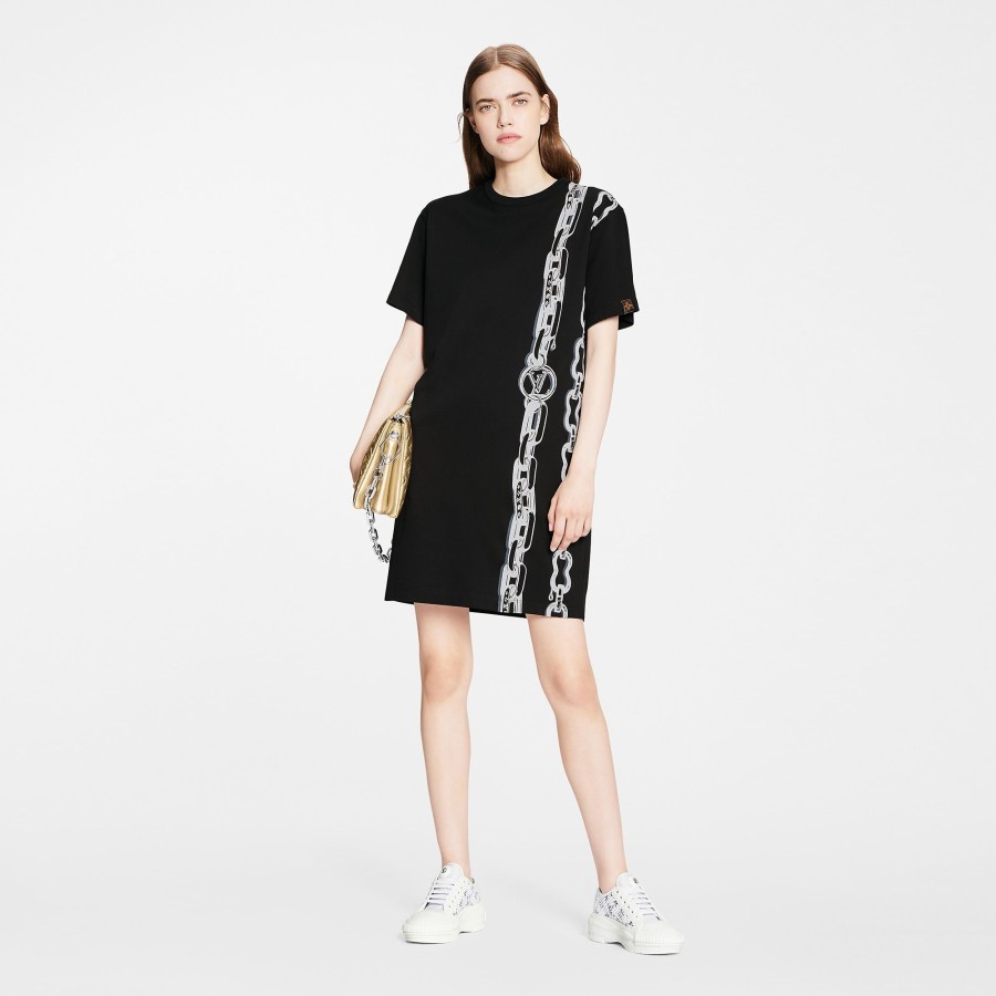 Women Louis Vuitton Dresses | Chain Print T-Shirt Dress