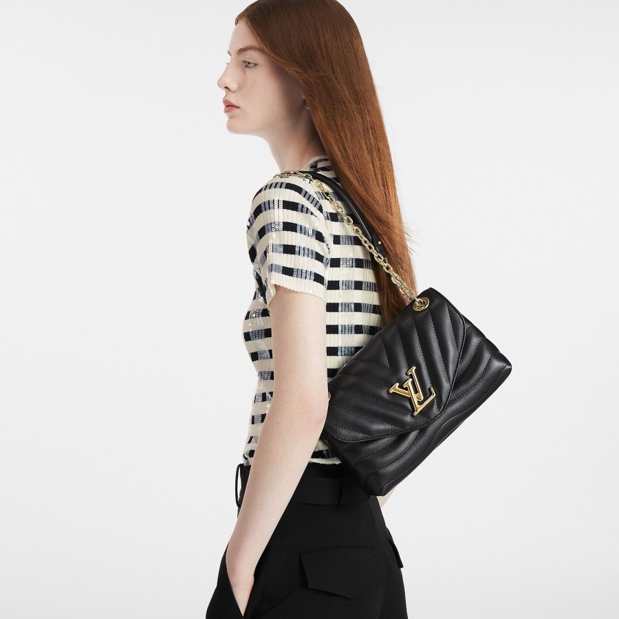 Women Louis Vuitton Chain Bags And Clutches | New Wave Chain Bag Mm Black