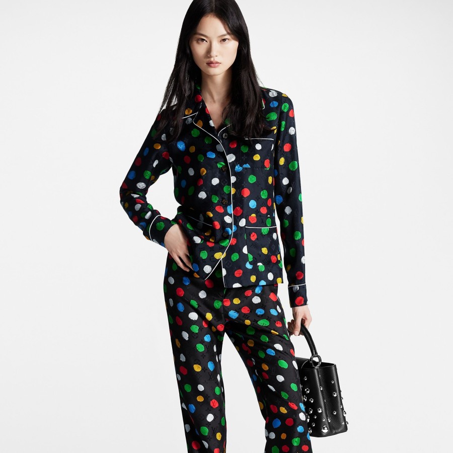 Women Louis Vuitton Tops | Lv X Yk Painted Dots Pajama Shirt