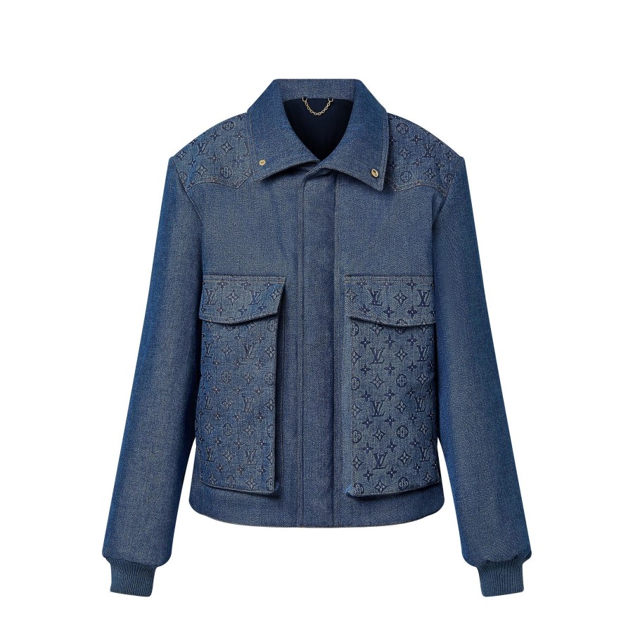 Men Louis Vuitton Coats And Outerwear | Monogram Padded Denim Jacket