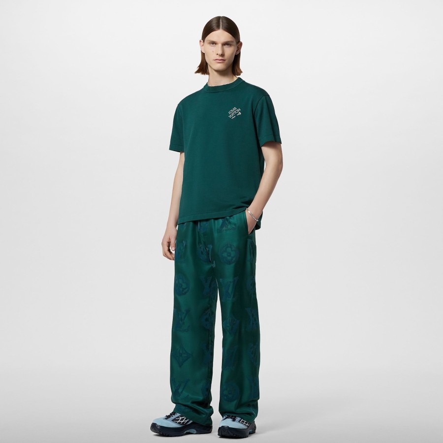 Men Louis Vuitton Knitwear And Sweatshirts | Signature Short-Sleeved Cotton Crewneck Pine Green