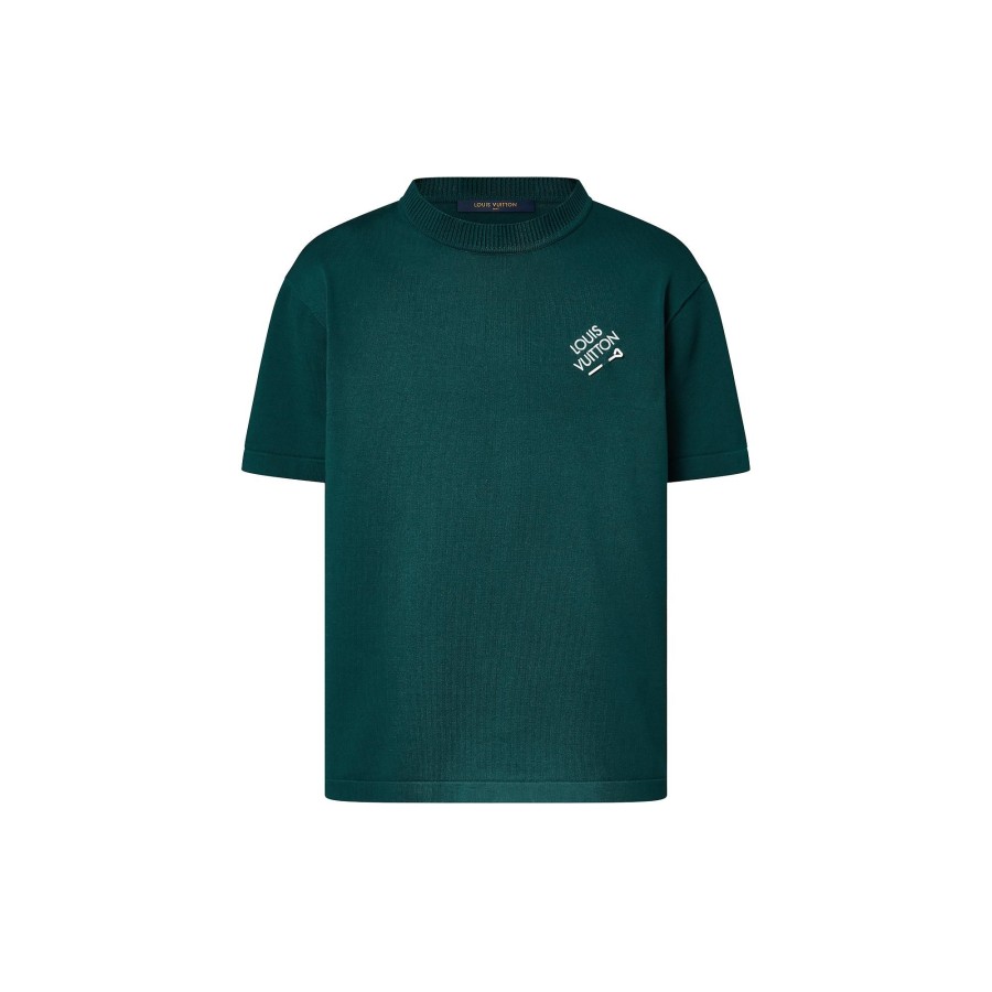 Men Louis Vuitton Knitwear And Sweatshirts | Signature Short-Sleeved Cotton Crewneck Pine Green