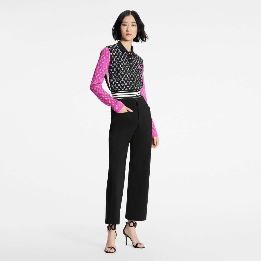 Women Louis Vuitton Knitwear | Fuchsia Accent Polo Knit Top