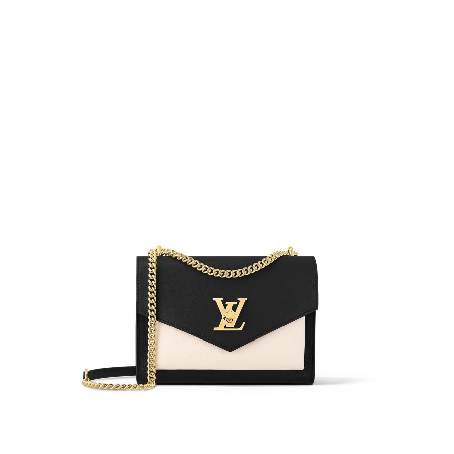 Women Louis Vuitton Leather Bags | Mylockme Chain Bag Cream/Black