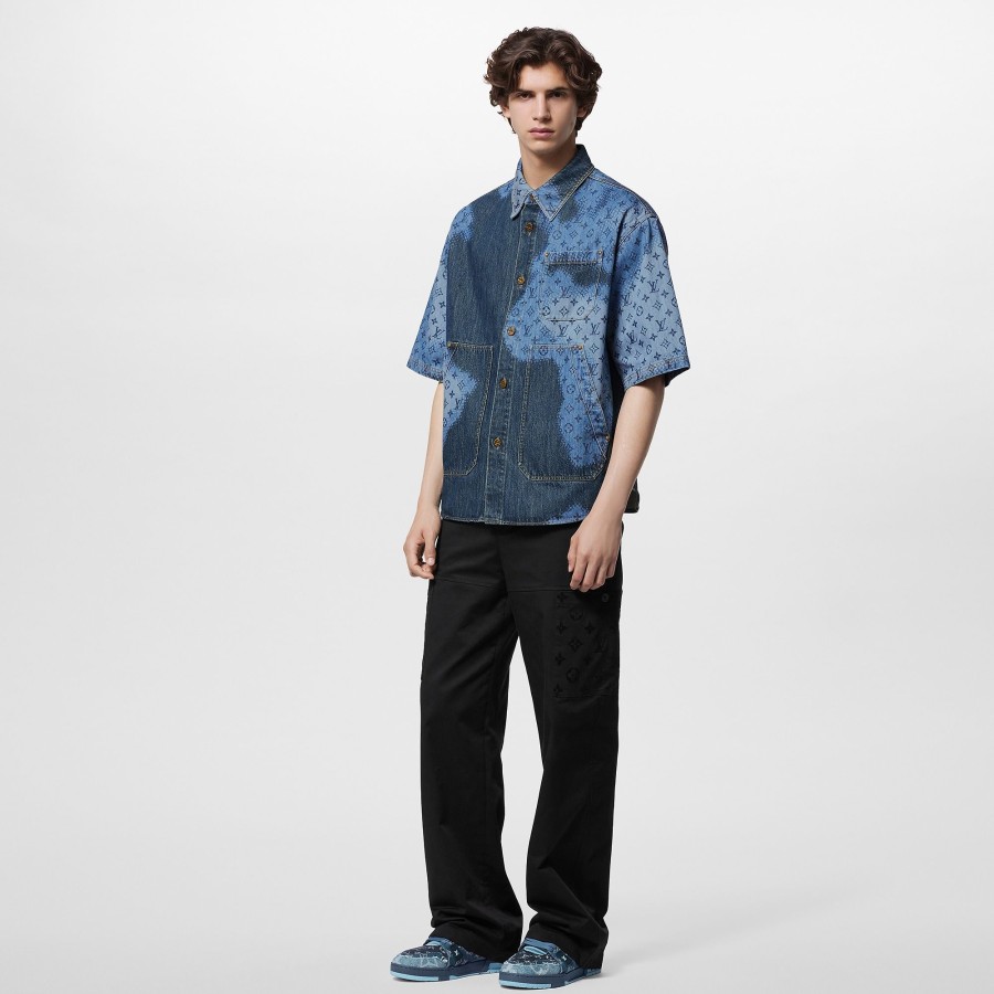 Men Louis Vuitton Shirts | Short-Sleeved Denim Overshirt