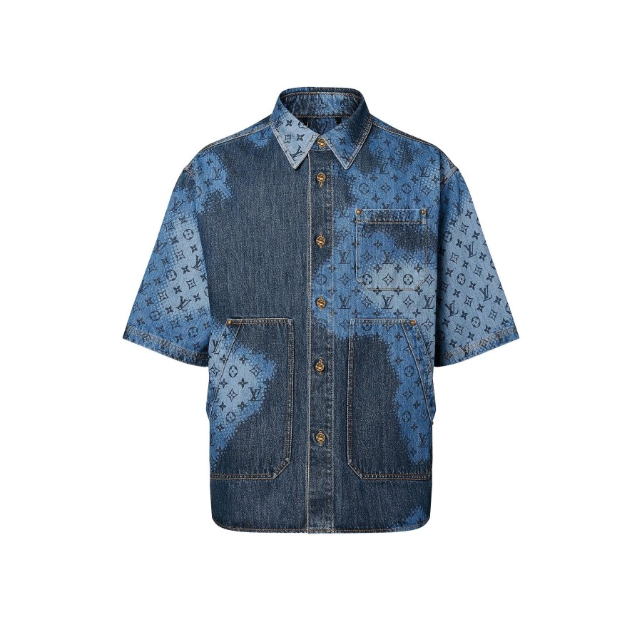 Men Louis Vuitton Shirts | Short-Sleeved Denim Overshirt