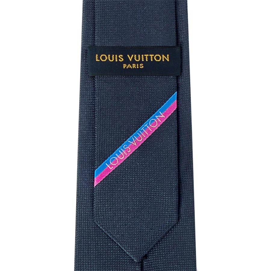 Men Louis Vuitton Ties And Pocket Squares | Lv Bottom Stripes Tie Navy Blue