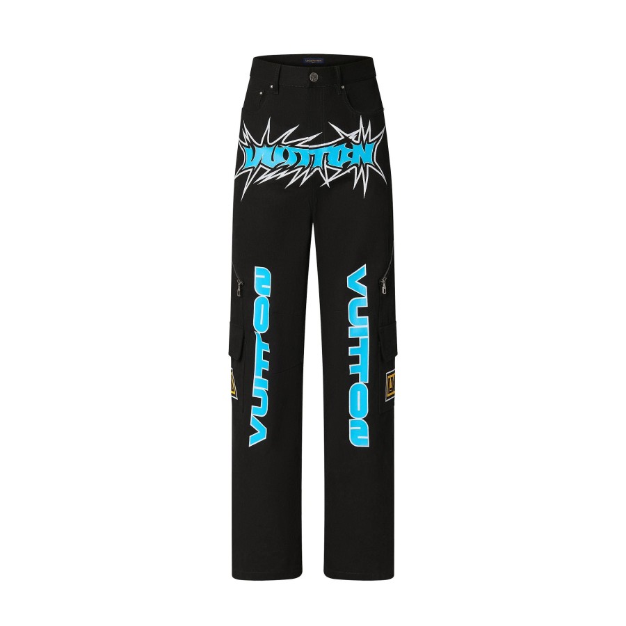 Men Louis Vuitton Pants | Printed Denim Pants