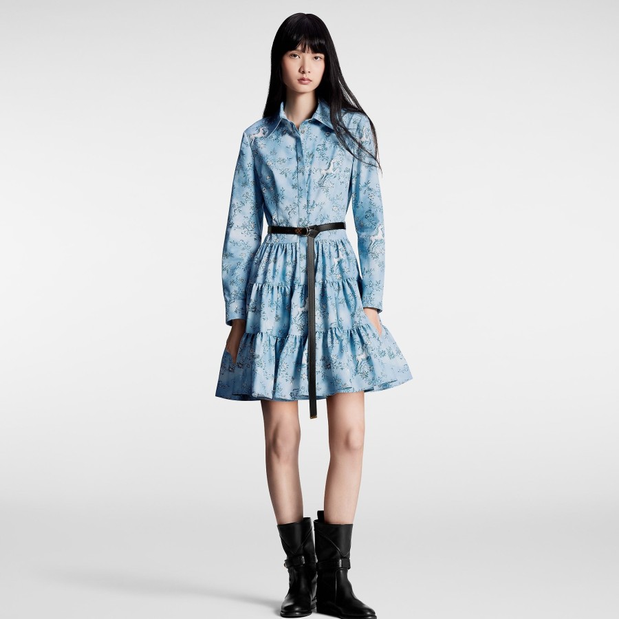 Women Louis Vuitton Dresses | Unicorn Print Belted Shirt Dress