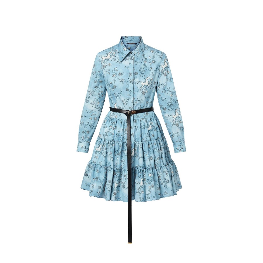 Women Louis Vuitton Dresses | Unicorn Print Belted Shirt Dress