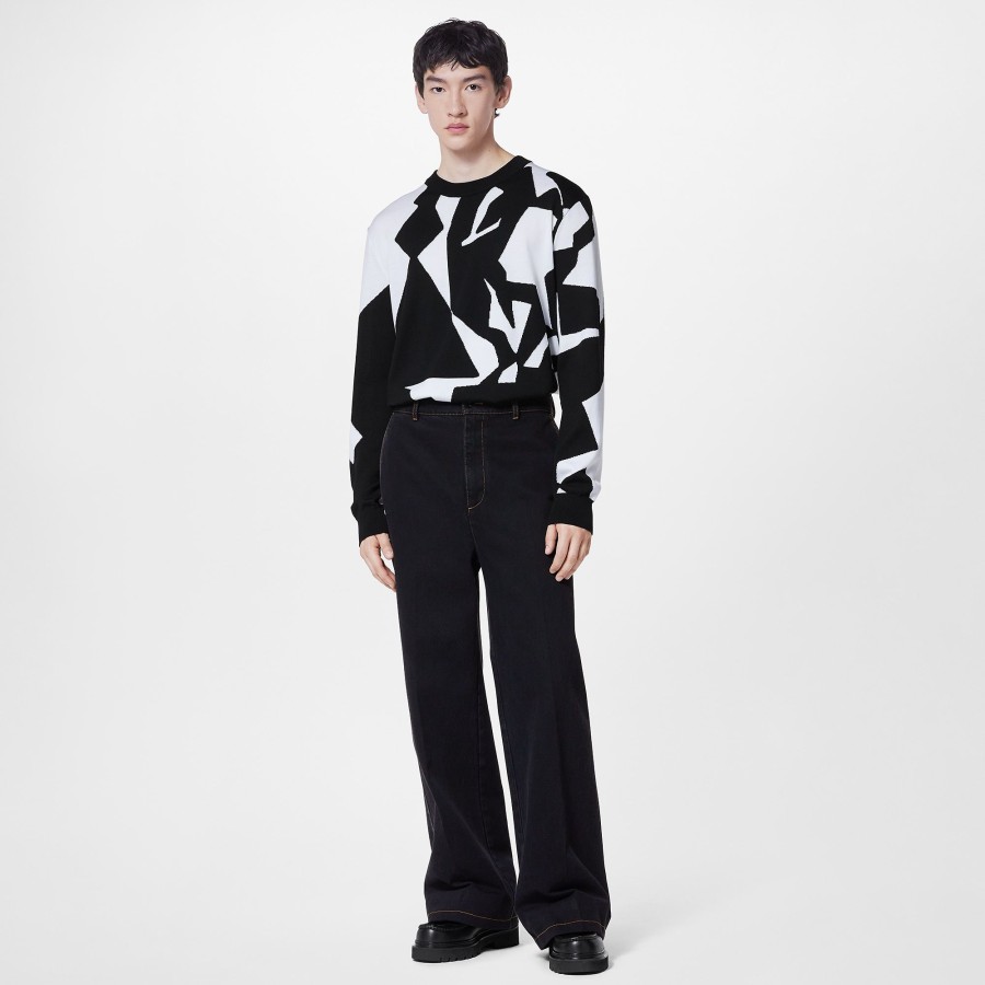 Men Louis Vuitton Knitwear And Sweatshirts | Lv Abstract Houndstooth Crewneck