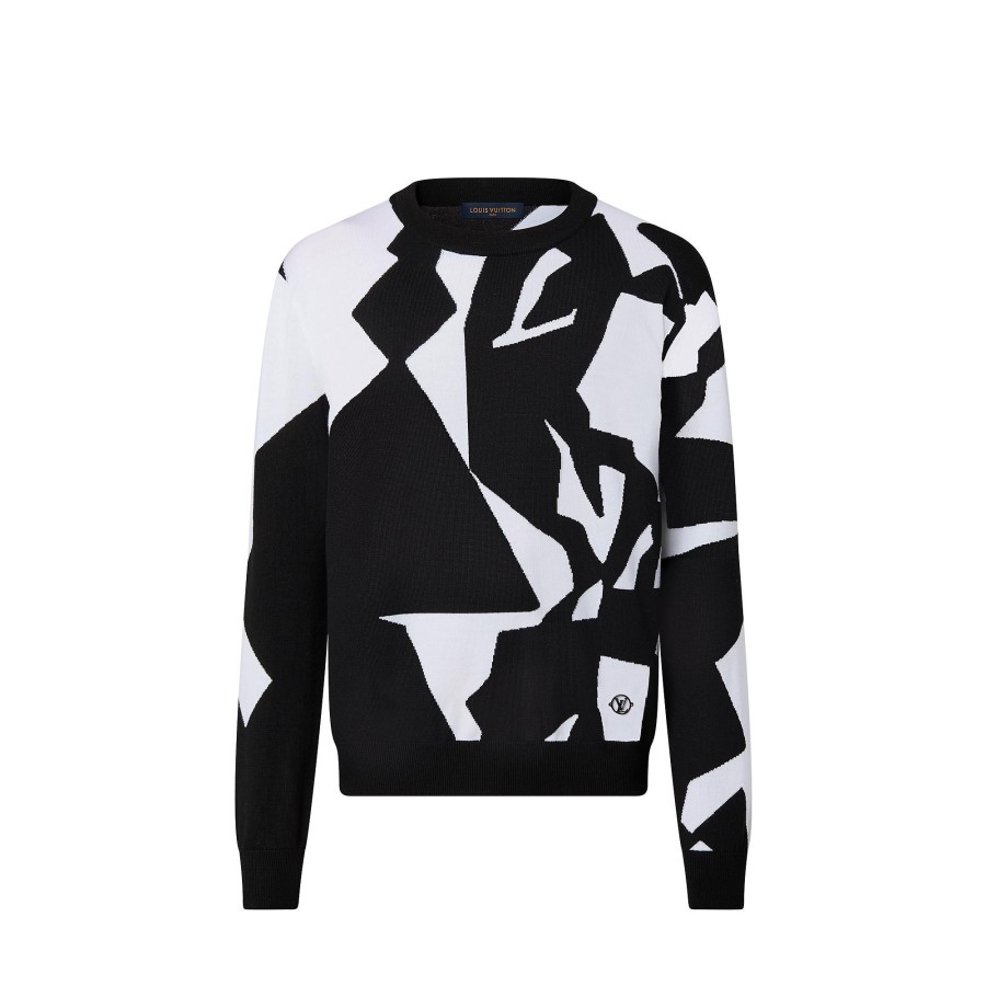 Men Louis Vuitton Knitwear And Sweatshirts | Lv Abstract Houndstooth Crewneck