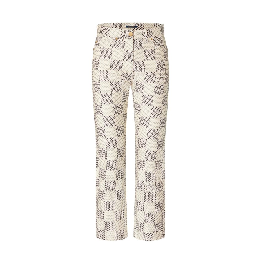 Women Louis Vuitton Denim | Damier Azur Mid-Rise Jeans