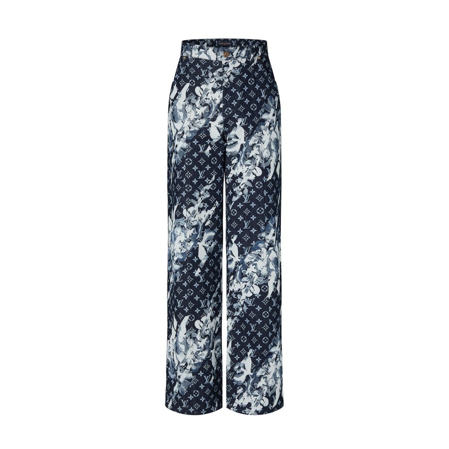 Men Louis Vuitton Pants | Monogram Printed Denim Pants