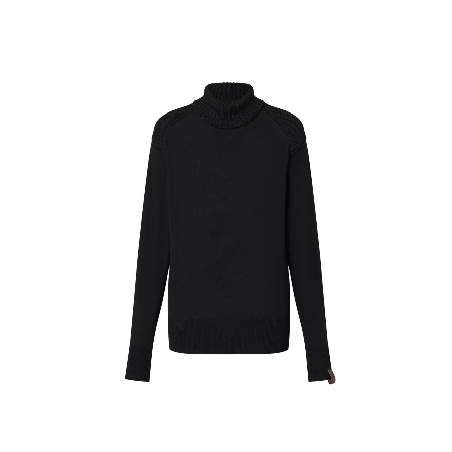 Women Louis Vuitton Knitwear | Ribbed Accent Turtleneck Black