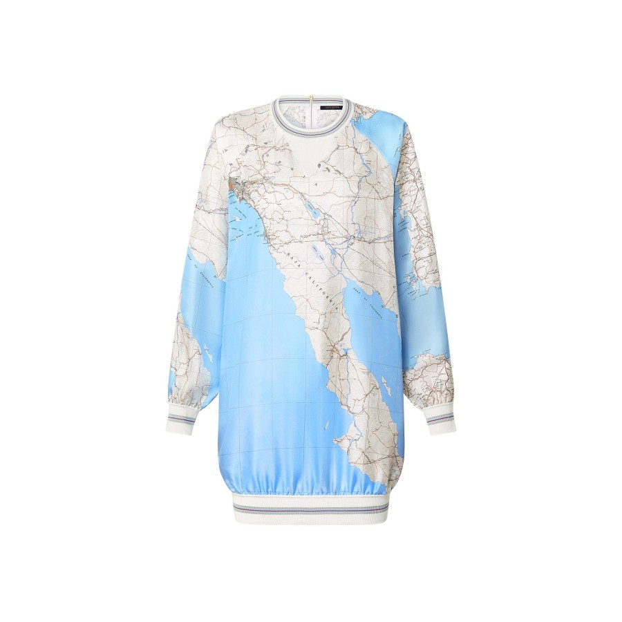 Women Louis Vuitton Dresses | Map Print Sporty Sweater Dress