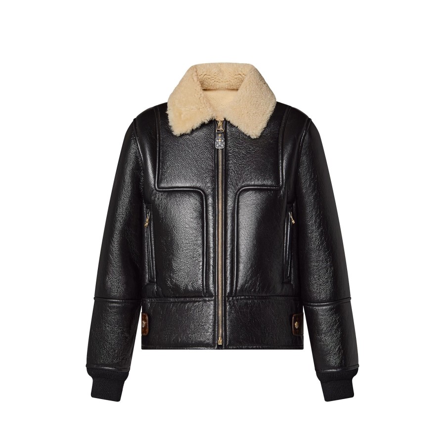 Women Louis Vuitton Coats And Jackets | Boxy Shearling Aviator Jacket