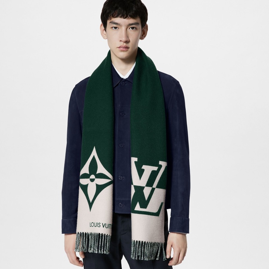 Men Louis Vuitton Scarves | Graphic Dual Scarf Dark Green