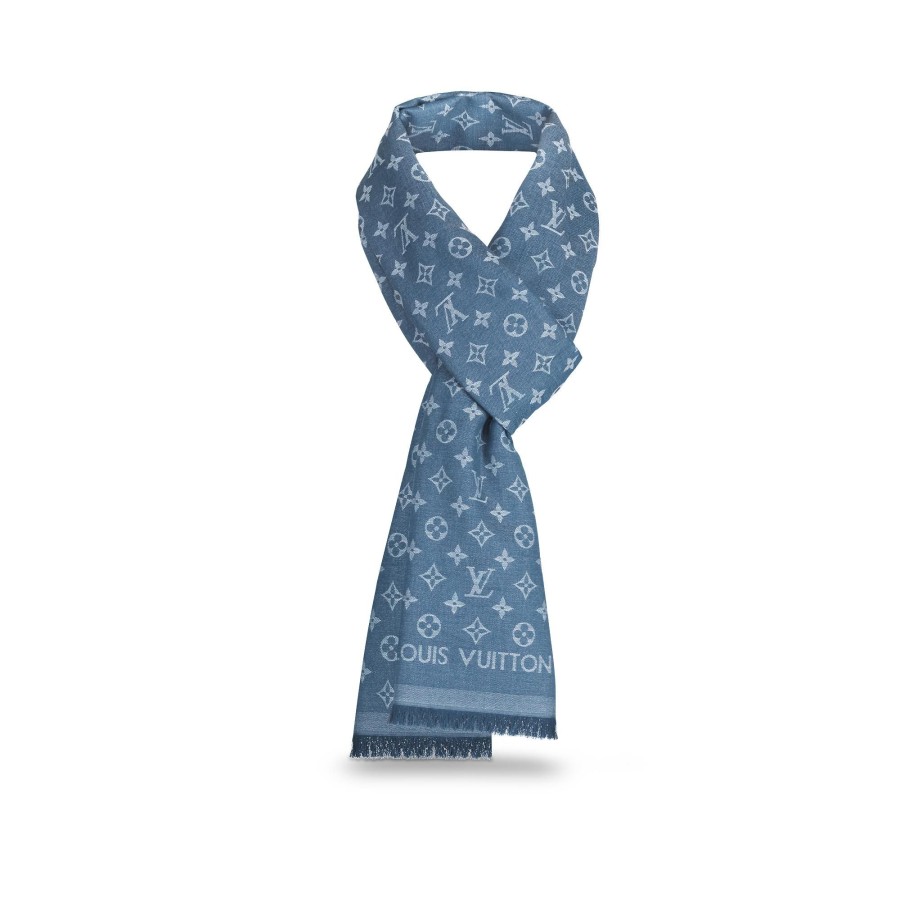 Men Louis Vuitton Scarves | Monogram Essential Stole Blue