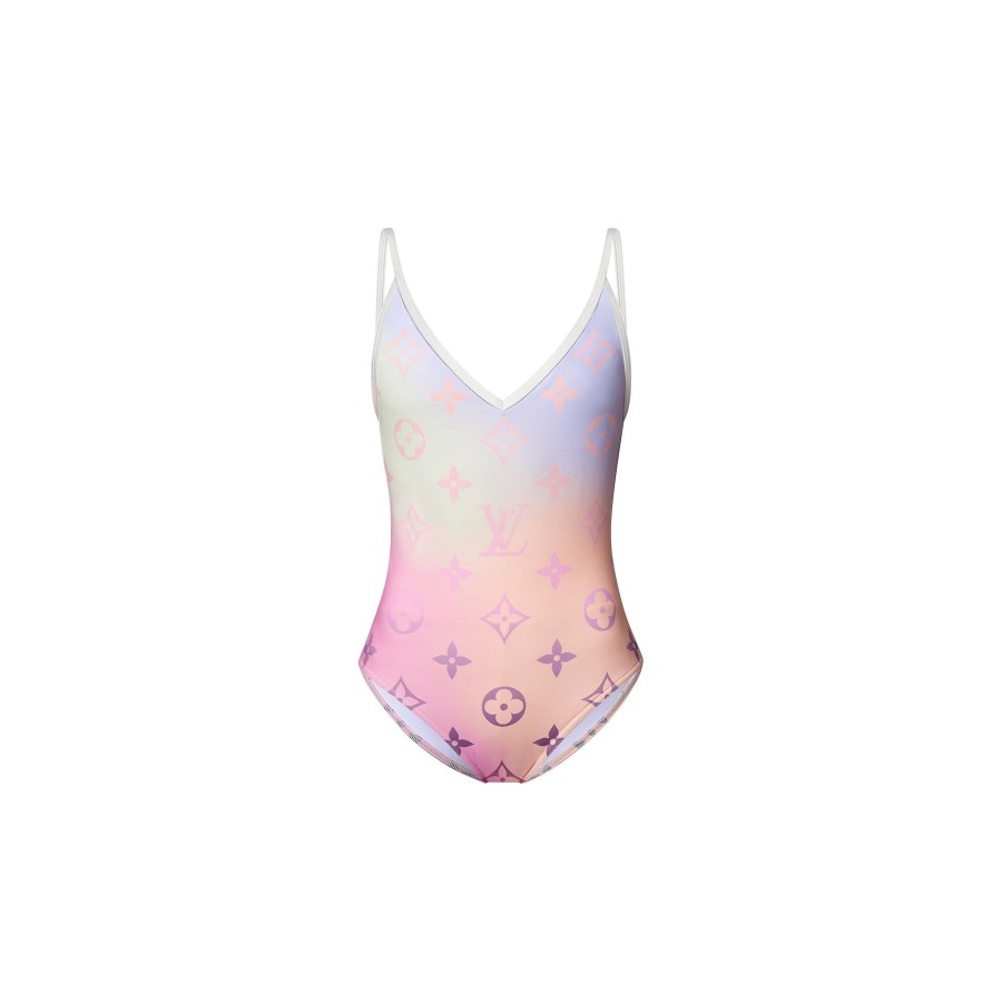 Women Louis Vuitton Swimwear | Monogram Gradient Cut-Out One-Piece Swimsuit Pink