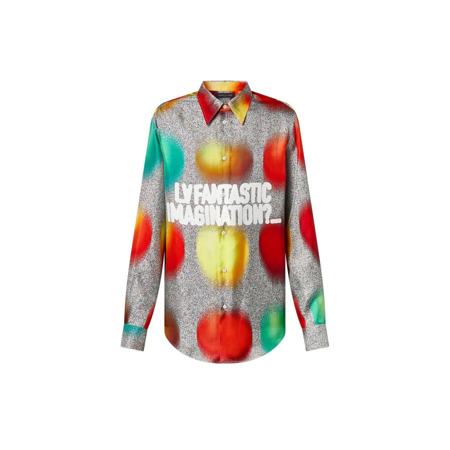 Men Louis Vuitton Shirts | Printed Long-Sleeved Silk Shirt