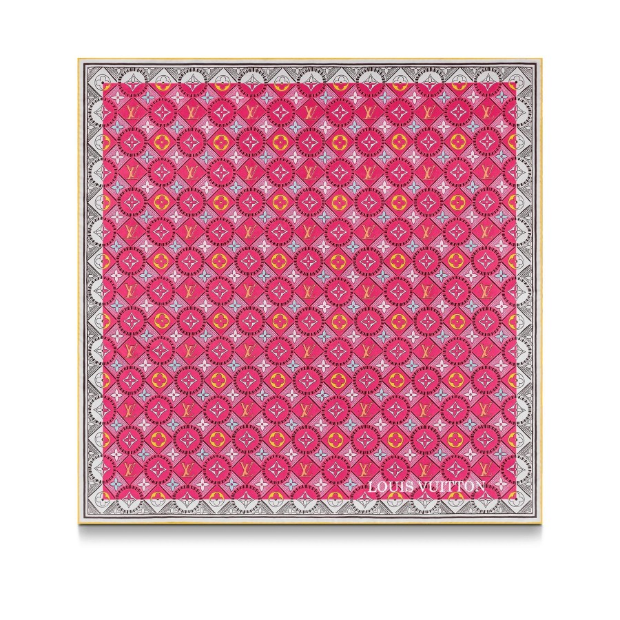 Women Louis Vuitton Silk Squares And Bandeaus | Monogram Tiles Square 70 Raspberry