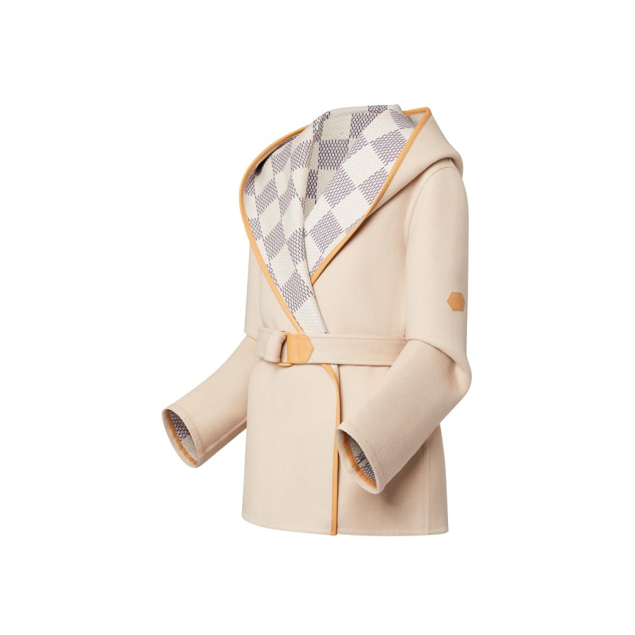 Women Louis Vuitton Coats And Jackets | Damier Azur Wrap Pea Coat